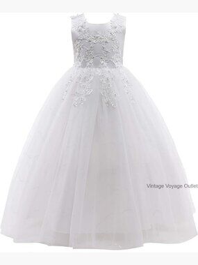 Girls Lace Flower Girl Pageant Ball Gown Dress Wedding Party